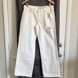 NWT PacSun Cream Flare Cotton Distressed BOHO Wide Leg Jeans SZ 27